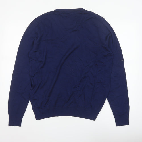 Uniqlo Men’s Blue Wool V-Neck Pullover Jumper Size L