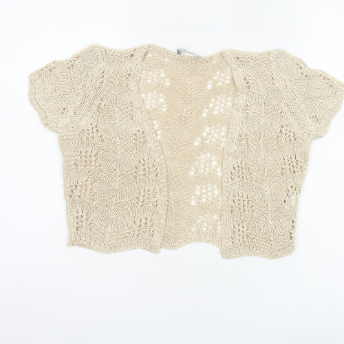 Per Una Women Ivory Open-Knit Cardigan Size 12 Short Sleeve