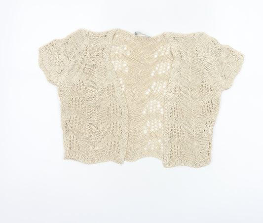 Per Una Women Ivory Open-Knit Cardigan Size 12 Short Sleeve