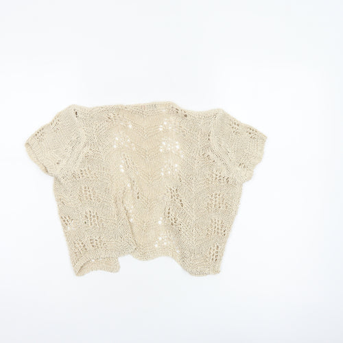 Per Una Women Ivory Open-Knit Cardigan Size 12 Short Sleeve