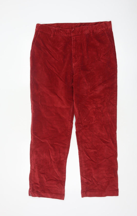 Cotton Traders Men’s Deep Red 34 Corduroy Straight Chino Trousers