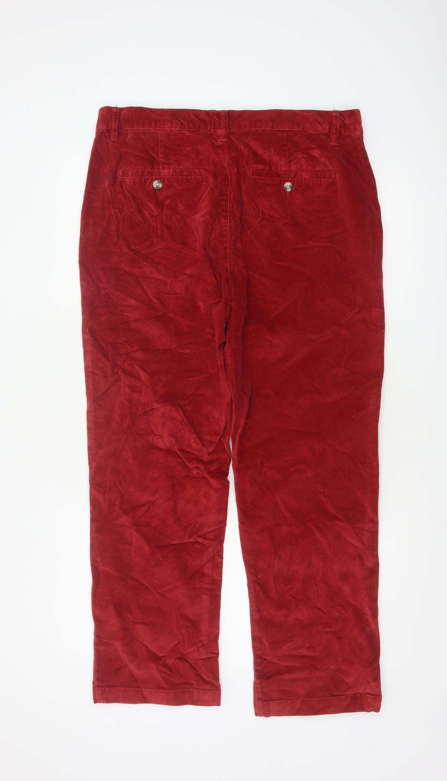 Cotton Traders Men’s Deep Red 34 Corduroy Straight Chino Trousers