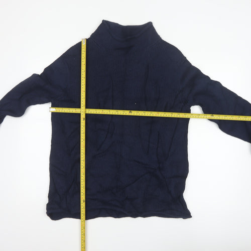 J.Crew Men's Navy S Cable Knit Roll Neck Pullover Cotton Jumper