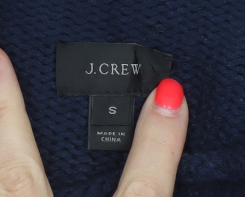 J.Crew Men's Navy S Cable Knit Roll Neck Pullover Cotton Jumper