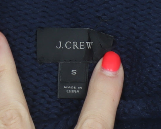J.Crew Men's Navy S Cable Knit Roll Neck Pullover Cotton Jumper