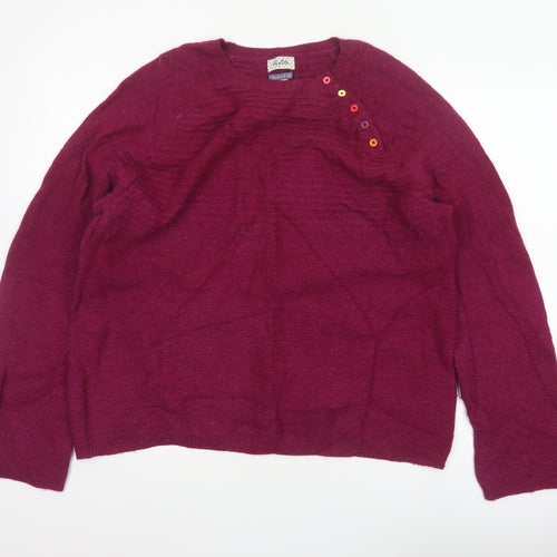 Heyton Women’s Red Lambswool Blend Henley Jumper Size 16 Button Knit