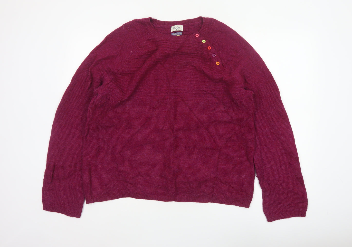 Heyton Women’s Red Lambswool Blend Henley Jumper Size 16 Button Knit
