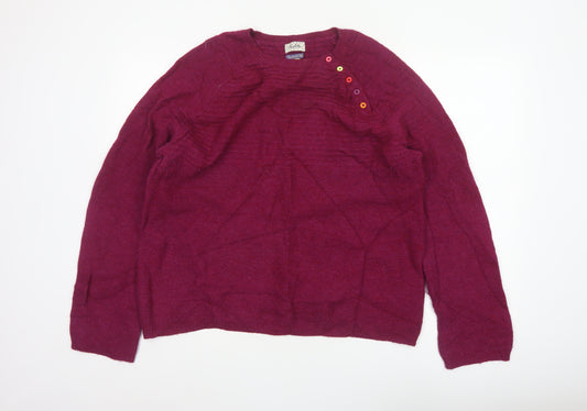 Heyton Women’s Red Lambswool Blend Henley Jumper Size 16 Button Knit