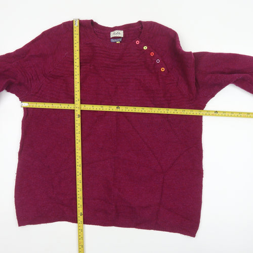 Heyton Women’s Red Lambswool Blend Henley Jumper Size 16 Button Knit