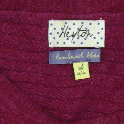 Heyton Women’s Red Lambswool Blend Henley Jumper Size 16 Button Knit