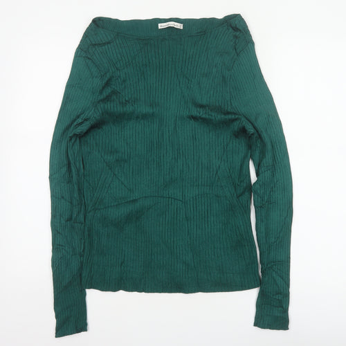 Abercrombie & Fitch Women Green XL Ribbed Boat Neck Slim Knit Jumper