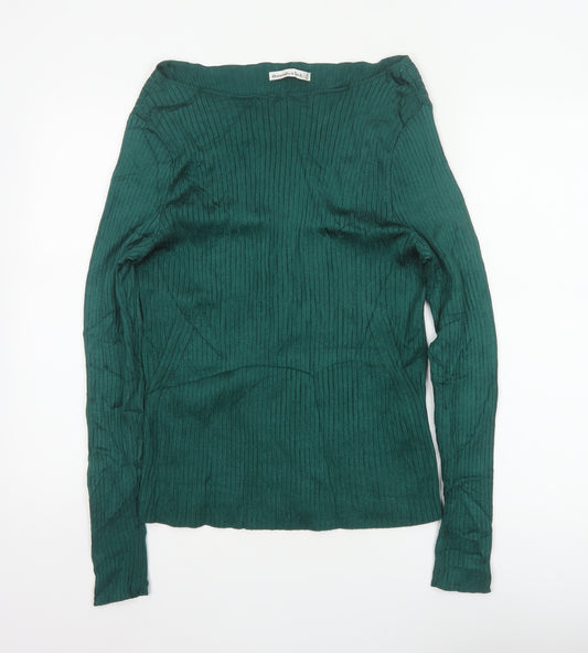 Abercrombie & Fitch Women Green XL Ribbed Boat Neck Slim Knit Jumper