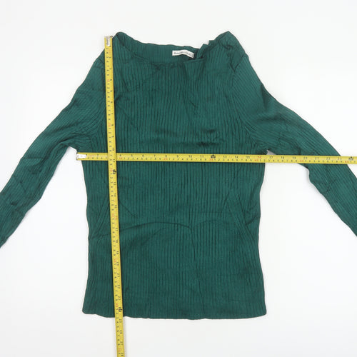 Abercrombie & Fitch Women Green XL Ribbed Boat Neck Slim Knit Jumper