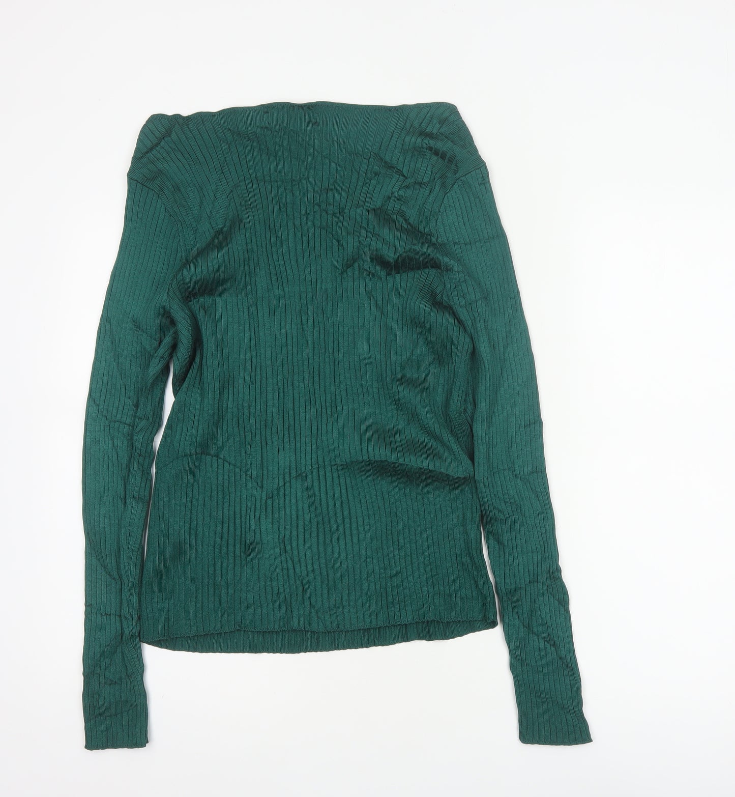 Abercrombie & Fitch Women Green XL Ribbed Boat Neck Slim Knit Jumper