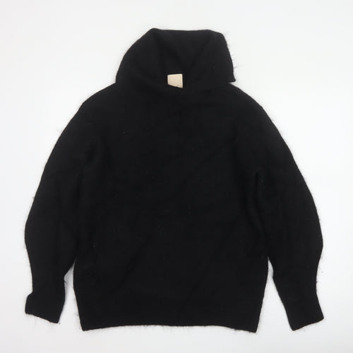 H&M Women Black Alpaca Blend High Neck Jumper Size S Long Sleeve