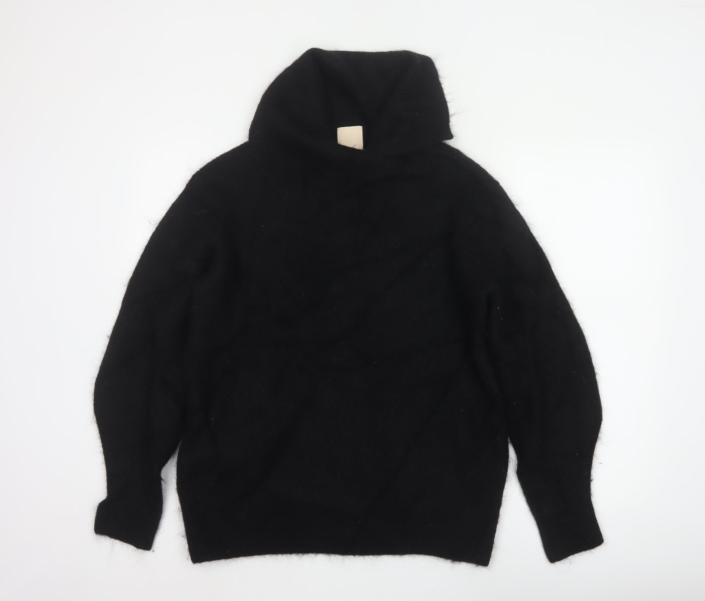 H&M Women Black Alpaca Blend High Neck Jumper Size S Long Sleeve