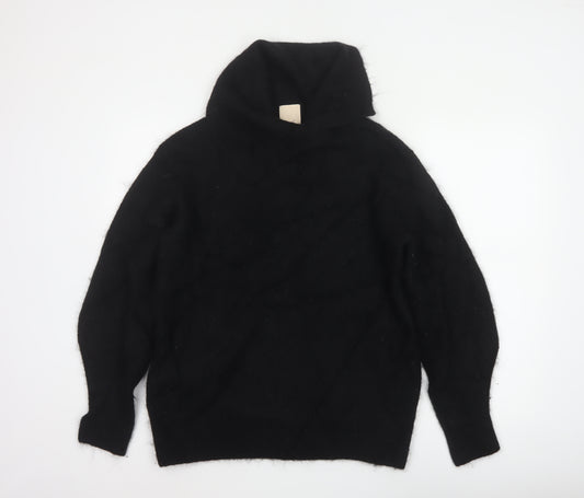 H&M Women Black Alpaca Blend High Neck Jumper Size S Long Sleeve