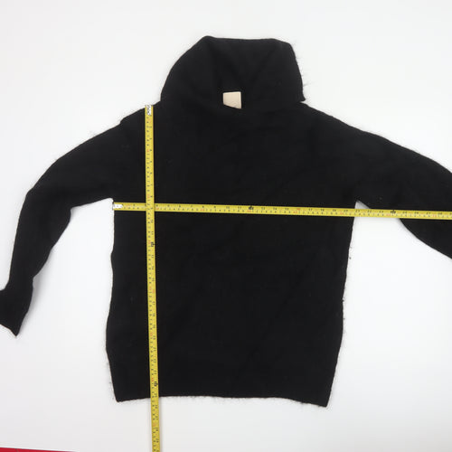 H&M Women Black Alpaca Blend High Neck Jumper Size S Long Sleeve