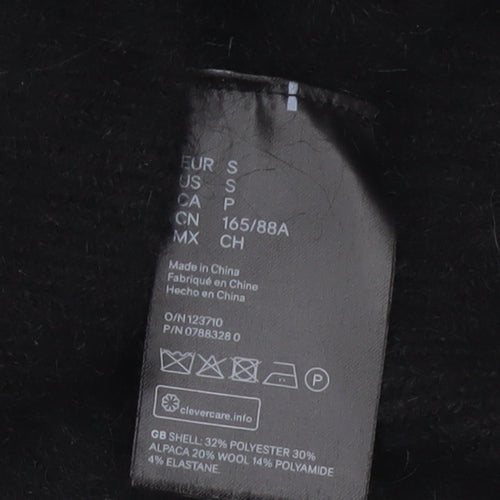 H&M Women Black Alpaca Blend High Neck Jumper Size S Long Sleeve