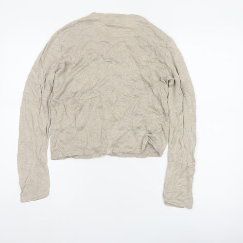 Patsy Seddon Women Beige M Linen Floral Embroidered Cardigan