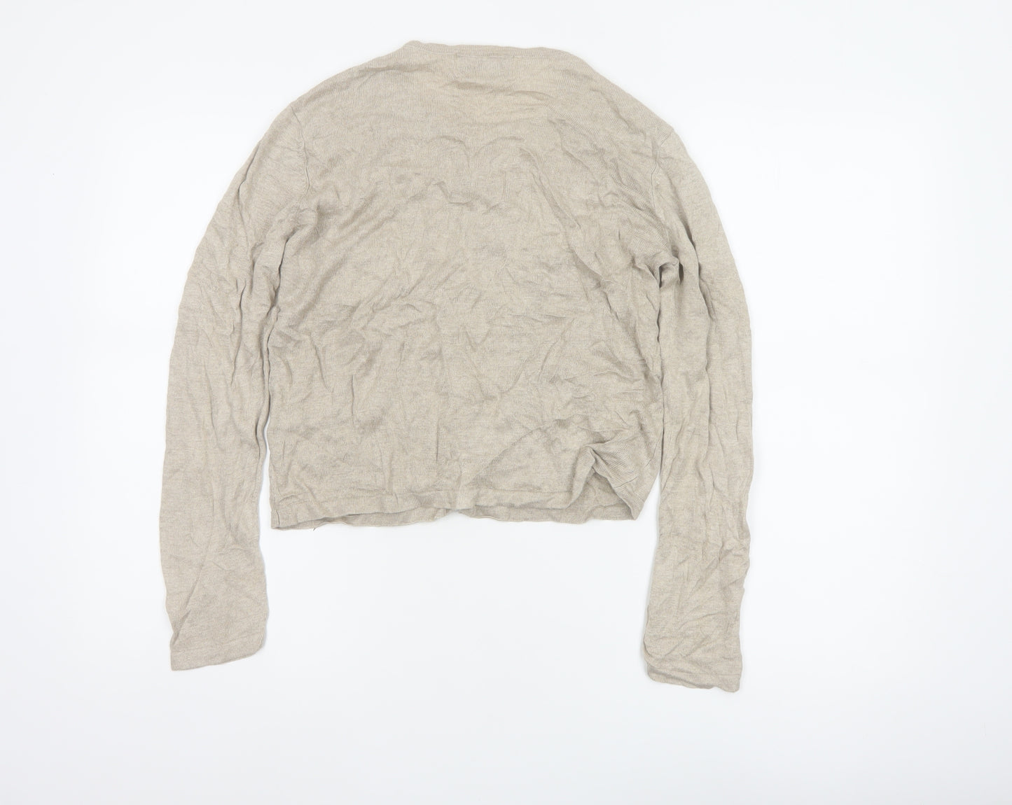 Patsy Seddon Women Beige M Linen Floral Embroidered Cardigan