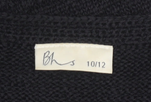 Bhs Women’s Black Size 10 Short Sleeve V-Neck Button Knit Cardigan