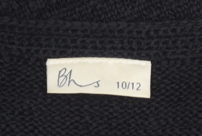 Bhs Women’s Black Size 10 Short Sleeve V-Neck Button Knit Cardigan