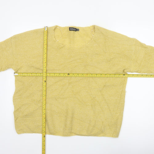 Soaked Women’s Yellow Mohair Blend Open Knit Pullover Jumper L