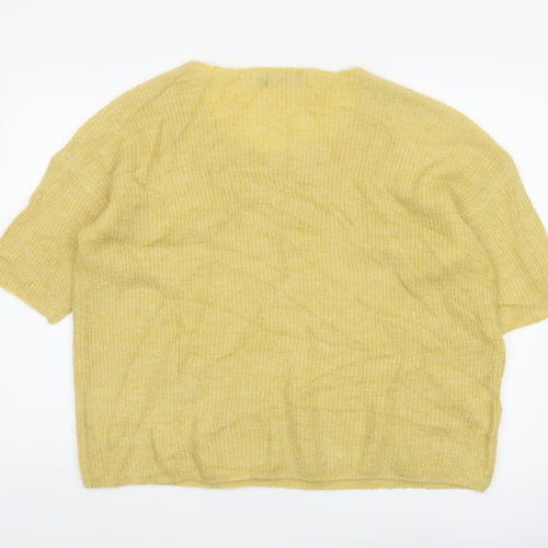 Soaked Women’s Yellow Mohair Blend Open Knit Pullover Jumper L