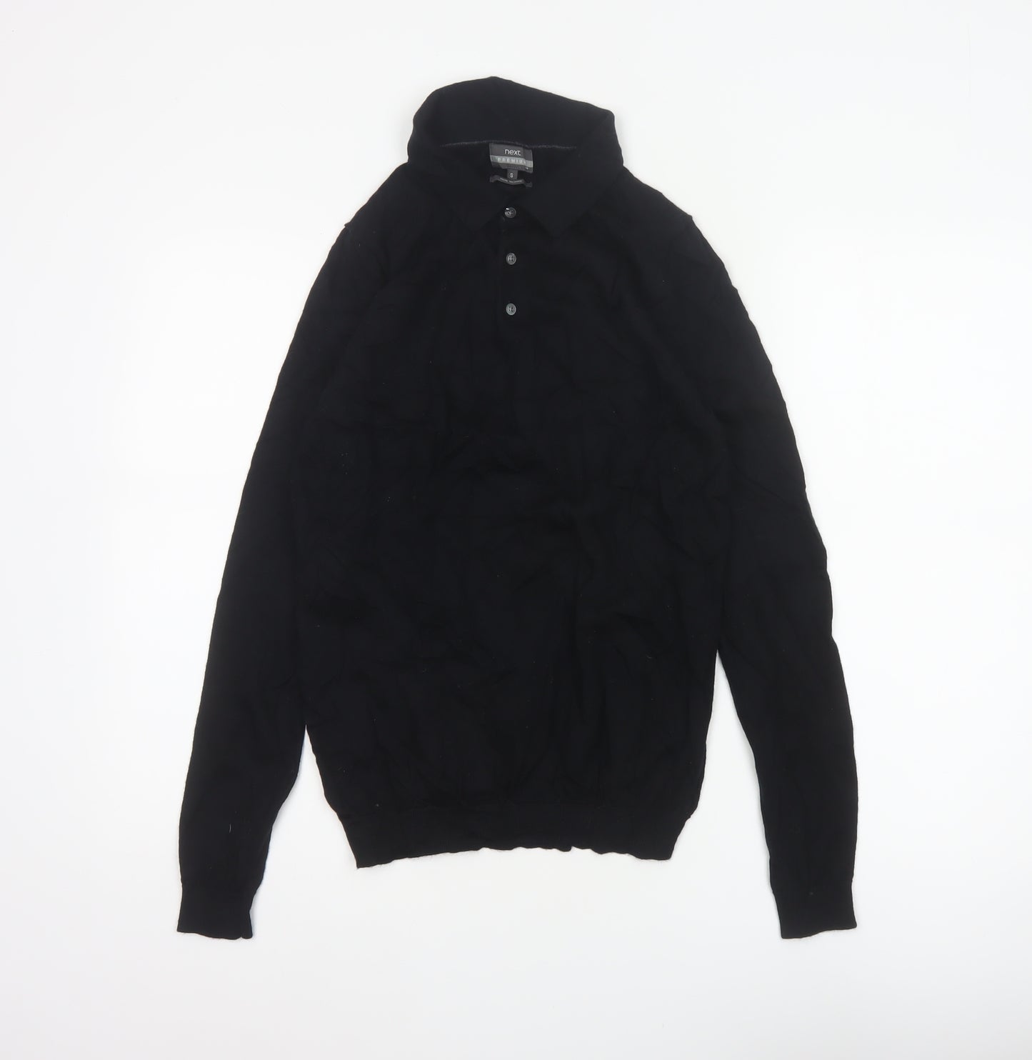Next Men's Black Small Merino Wool High Neck Henley Jumper