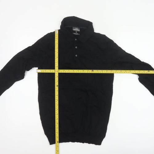 Next Men's Black Small Merino Wool High Neck Henley Jumper