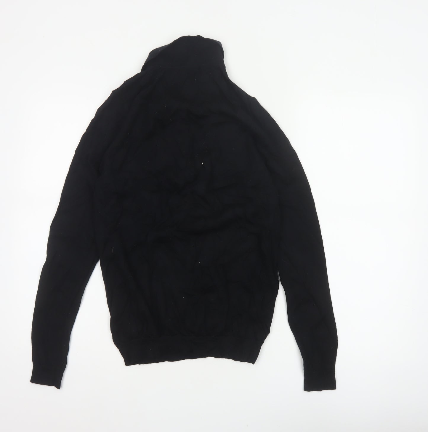 Next Men's Black Small Merino Wool High Neck Henley Jumper