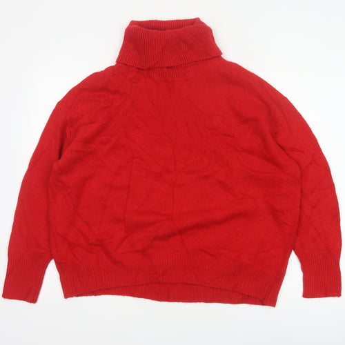 Next Women Red UK 16 Roll Neck Knit Pullover Jumper Logo