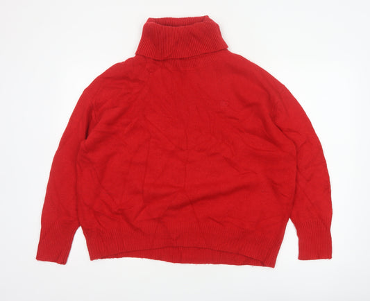 Next Women Red UK 16 Roll Neck Knit Pullover Jumper Logo