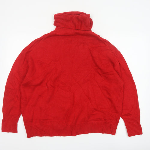 Next Women Red UK 16 Roll Neck Knit Pullover Jumper Logo