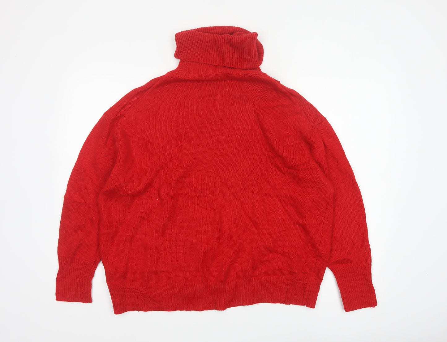 Next Women Red UK 16 Roll Neck Knit Pullover Jumper Logo