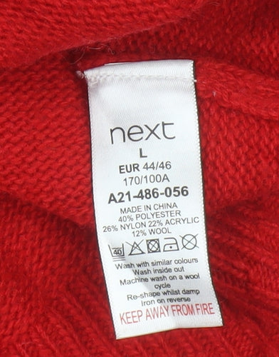 Next Women Red UK 16 Roll Neck Knit Pullover Jumper Logo