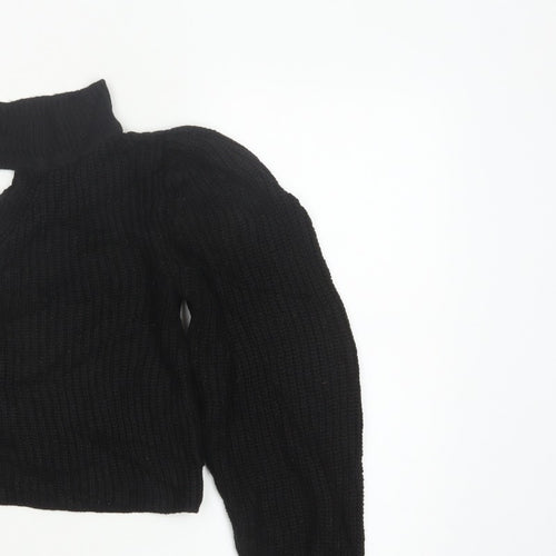 ASOS Women Black UK 8 Roll Neck Cable-Knit Pullover Jumper