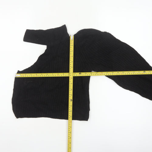 ASOS Women Black UK 8 Roll Neck Cable-Knit Pullover Jumper