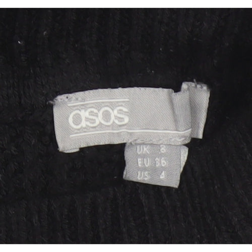 ASOS Women Black UK 8 Roll Neck Cable-Knit Pullover Jumper