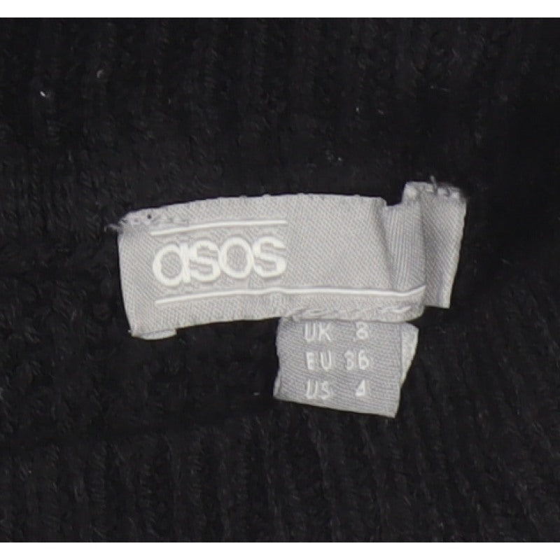 ASOS Women Black UK 8 Roll Neck Cable-Knit Pullover Jumper