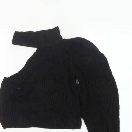 ASOS Women Black UK 8 Roll Neck Cable-Knit Pullover Jumper