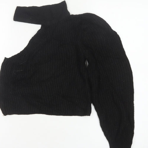 ASOS Women Black UK 8 Roll Neck Cable-Knit Pullover Jumper