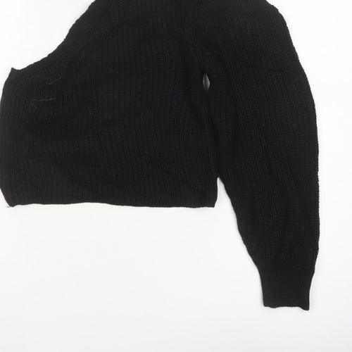 ASOS Women Black UK 8 Roll Neck Cable-Knit Pullover Jumper
