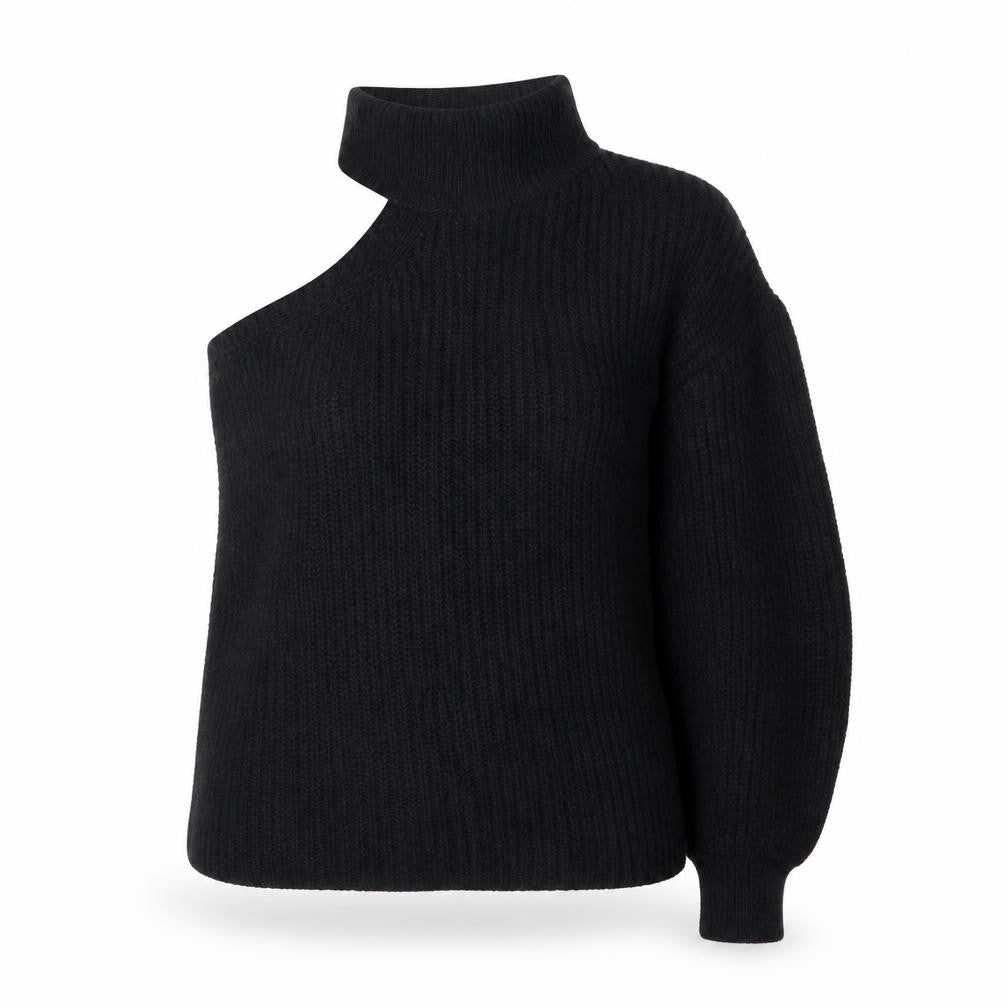ASOS Women Black UK 8 Roll Neck Cable-Knit Pullover Jumper