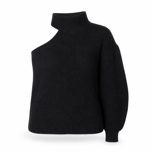 ASOS Women Black UK 8 Roll Neck Cable-Knit Pullover Jumper