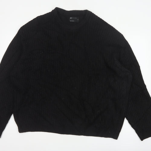ASOS Men Black XL Cable Knit Crew Neck Pullover Jumper