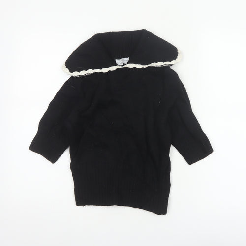 & Other Stories Women Black UK 6 Cowl Neck Wool Blend Knit Jumper