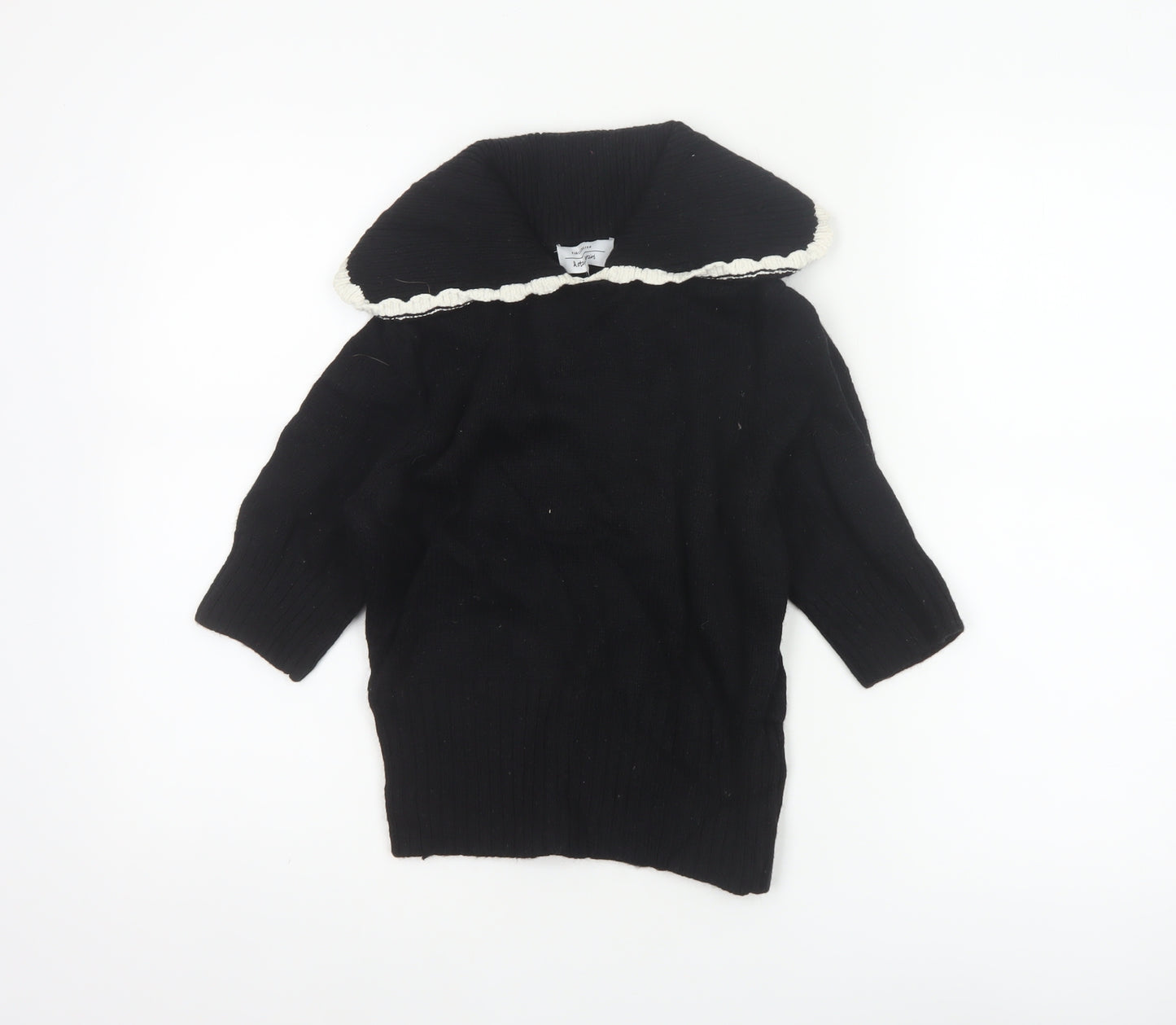 & Other Stories Women Black UK 6 Cowl Neck Wool Blend Knit Jumper