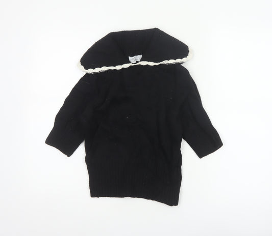 & Other Stories Women Black UK 6 Cowl Neck Wool Blend Knit Jumper
